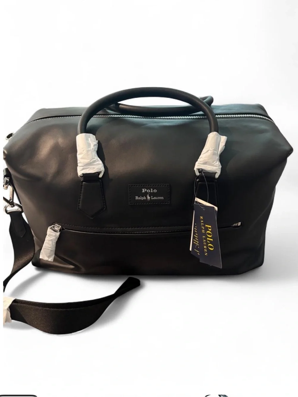 NWT Polo by Ralph Lauren Black Luxury Weekender Leather Duffle Bag MSRP $498